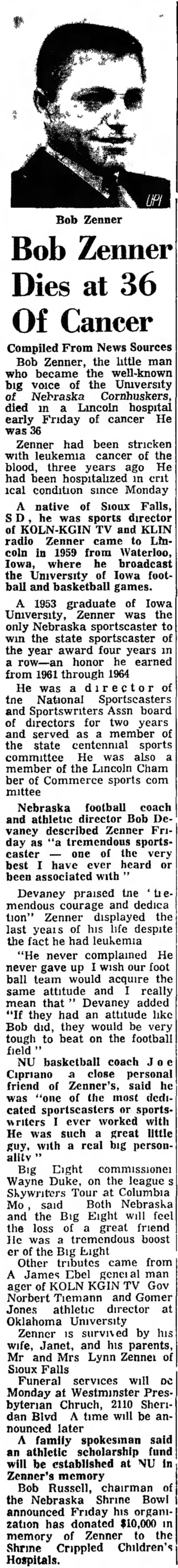 1967 Bob Zenner's death