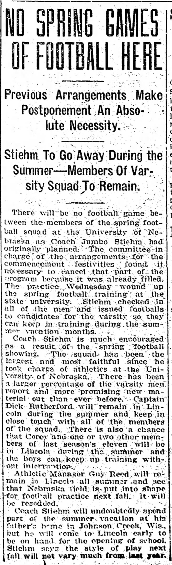 1915 no spring game after all