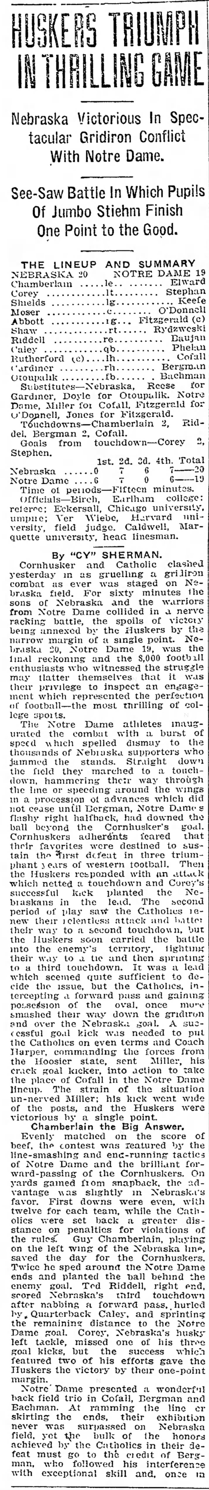1915 Nebraska-Notre Dame football, part 1