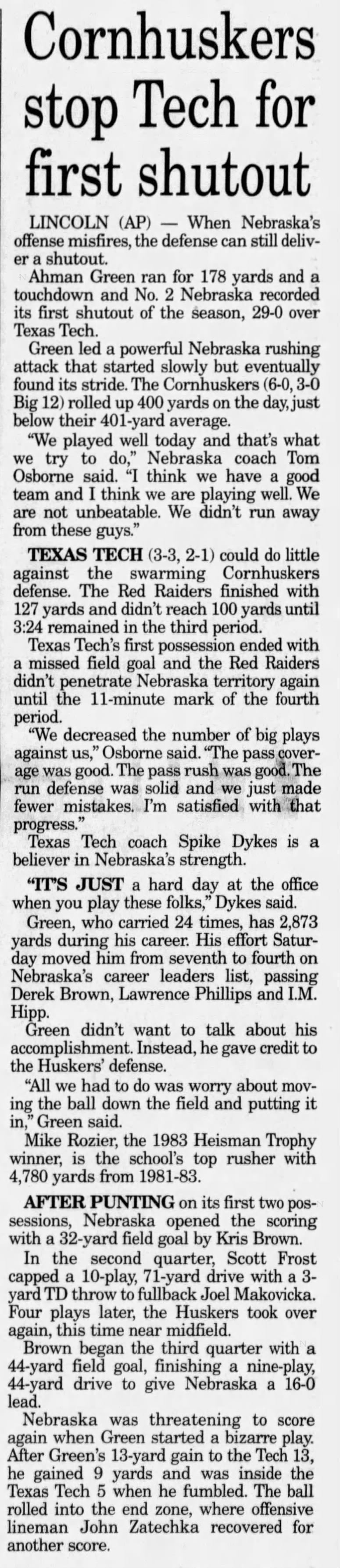 1997 Nebraska-Texas Tech AP