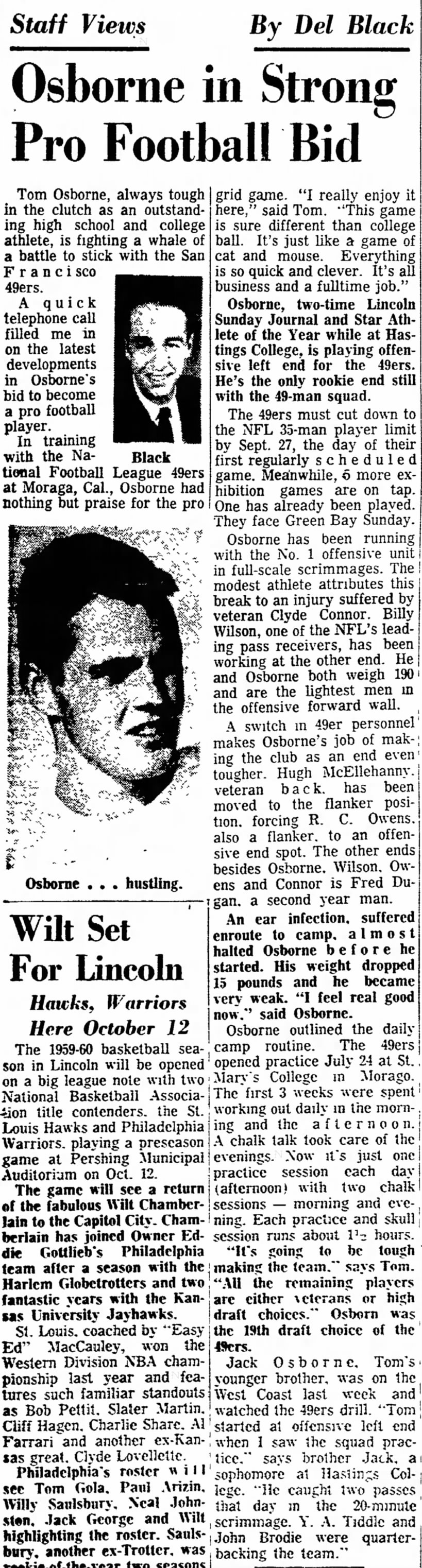 1959 Tom Osborne trying to stick with 49ers