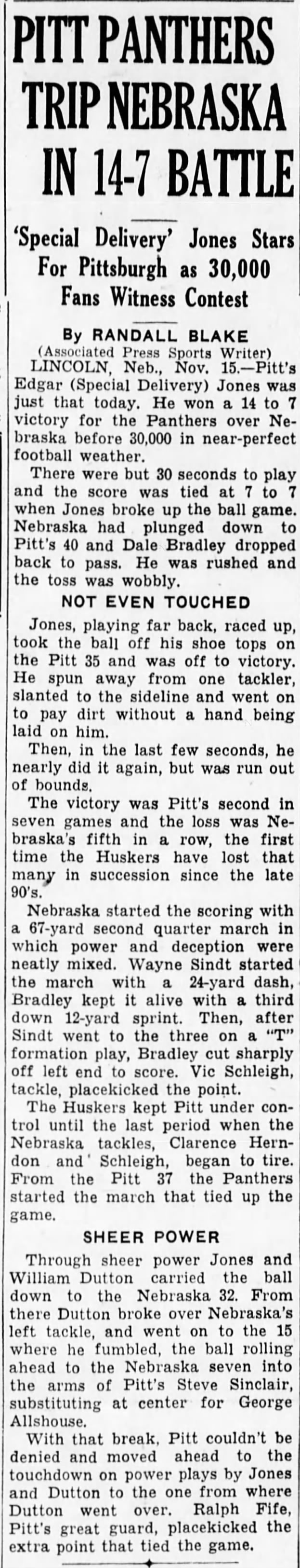 1941 Nebraska-Pitt football AP