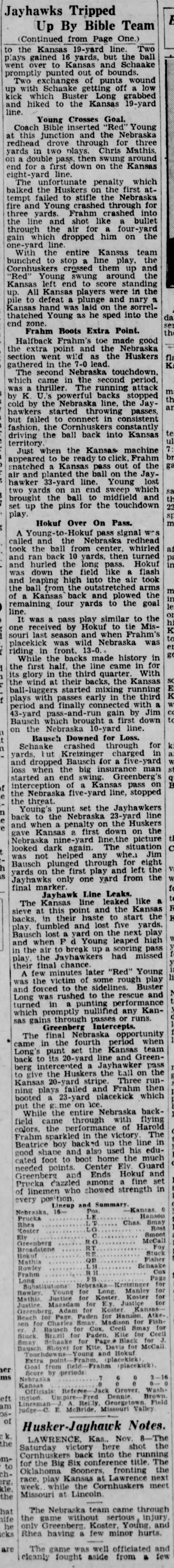 1930 Nebraska-Kansas football, part 3