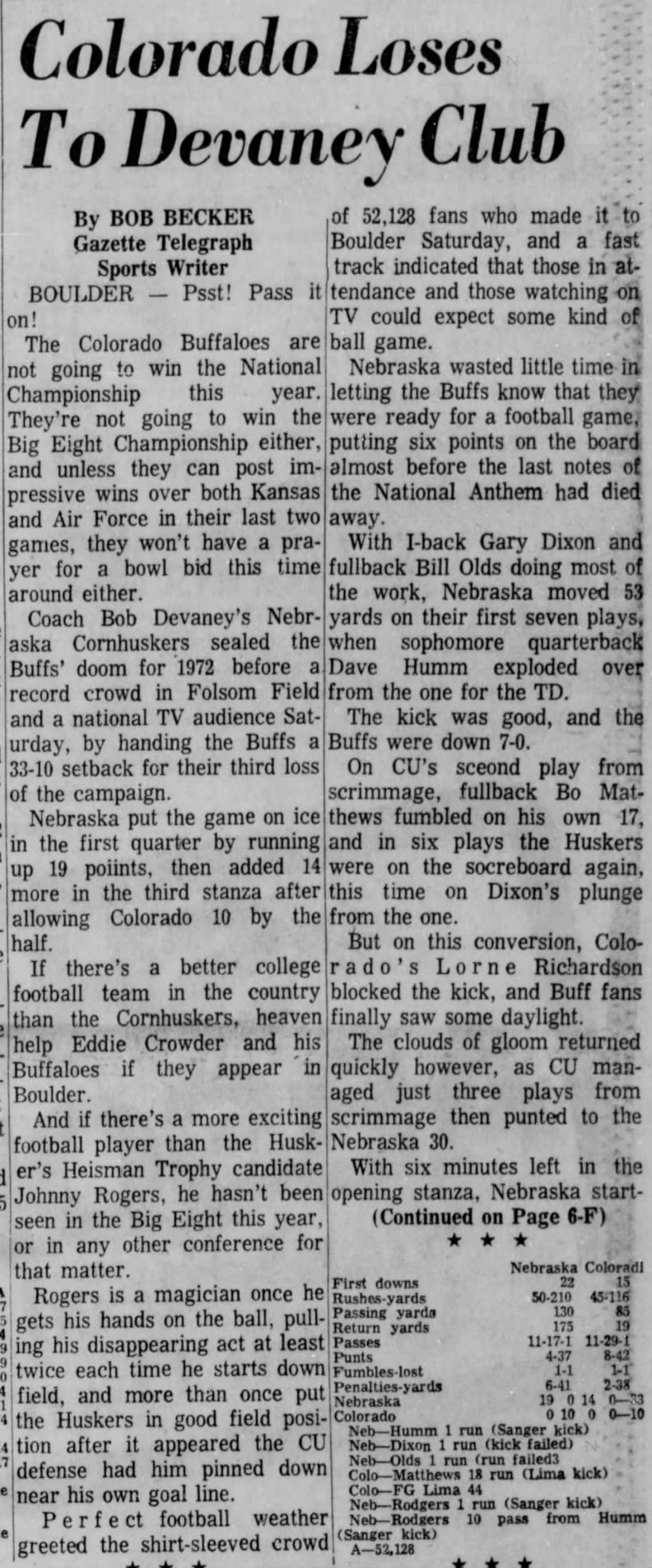 1972 Nebraska-Colorado part 1 Gazette