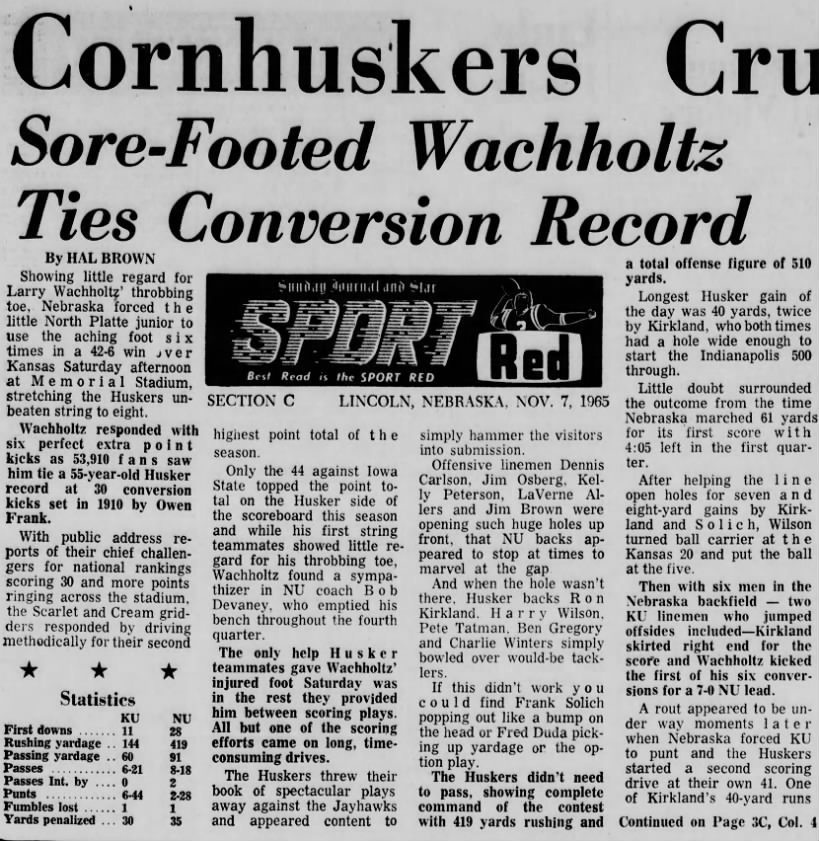 1965 Nebraska-Kansas football, part 1
