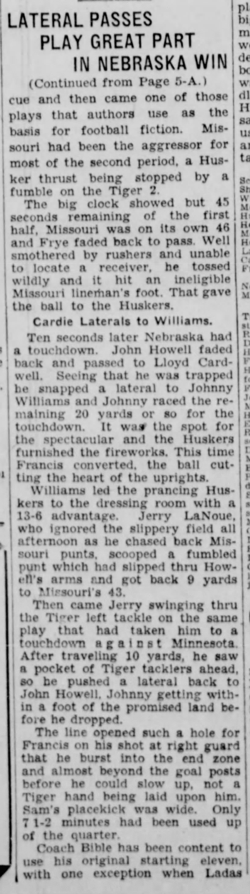 1935 Nebraska-Missouri football, part 3