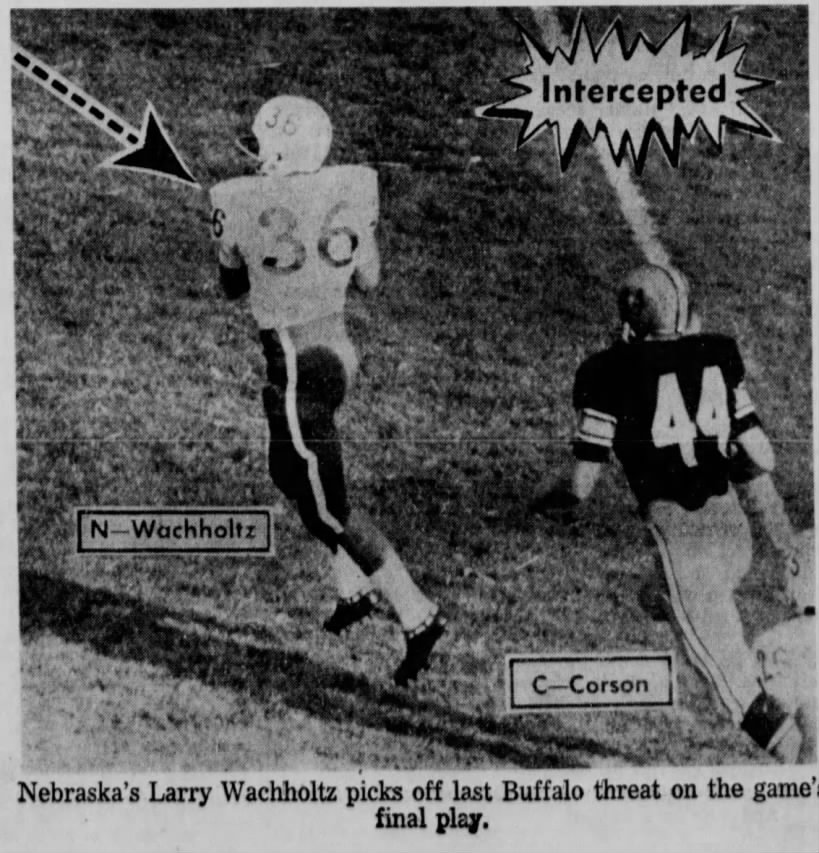 Wachholtz INT, Nebraska-Colorado football 1966
