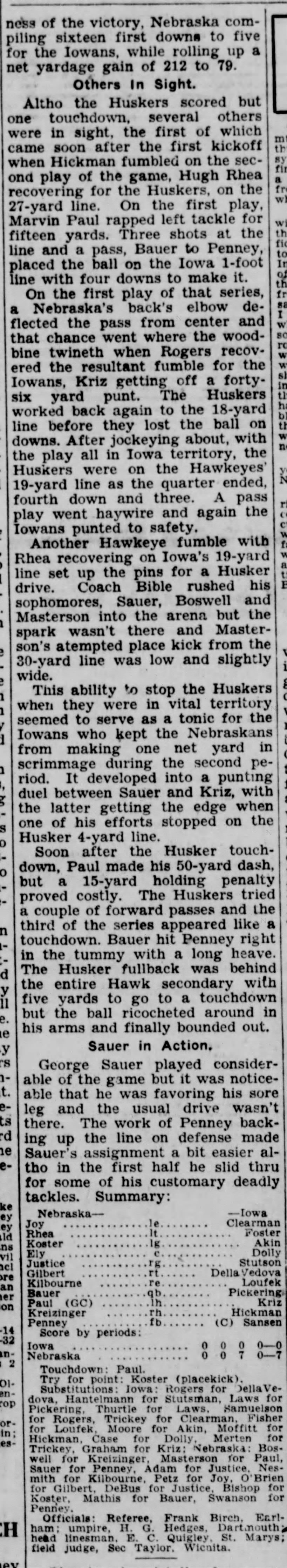 1931 Nebraska-Iowa football, part 3
