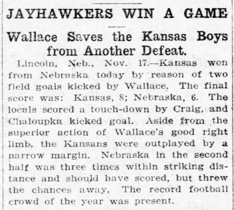 1906 Nebraska-Kansas football brief