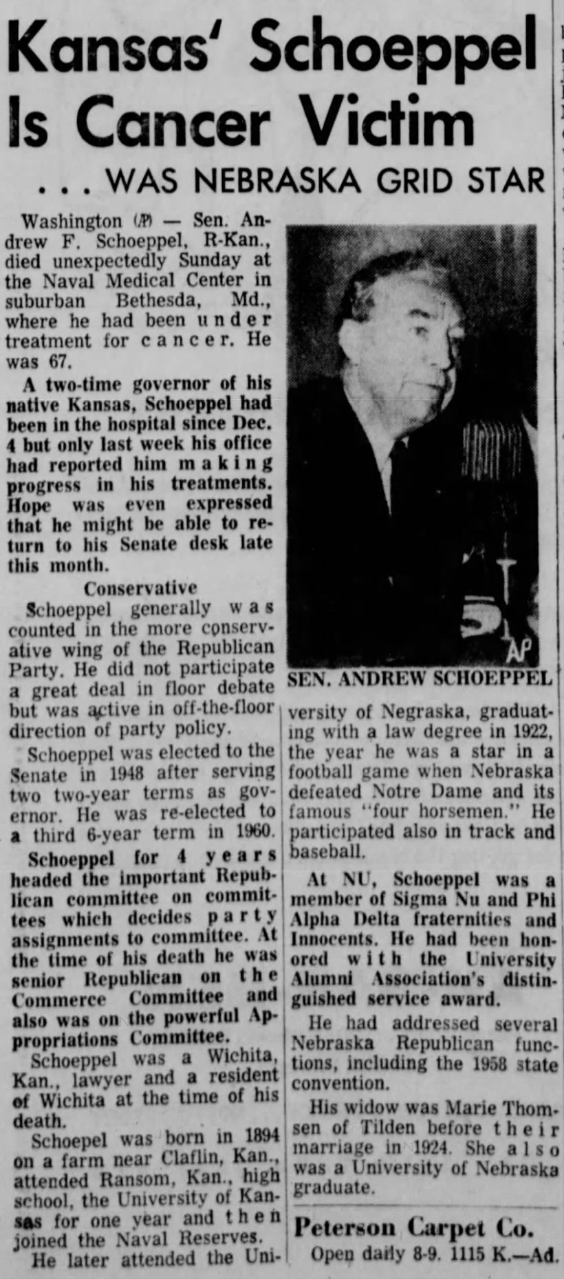 1962 Andrew Schoeppel death
