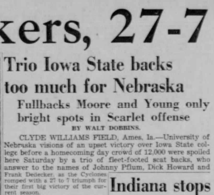 1945 Nebraska-Iowa State football, part 1