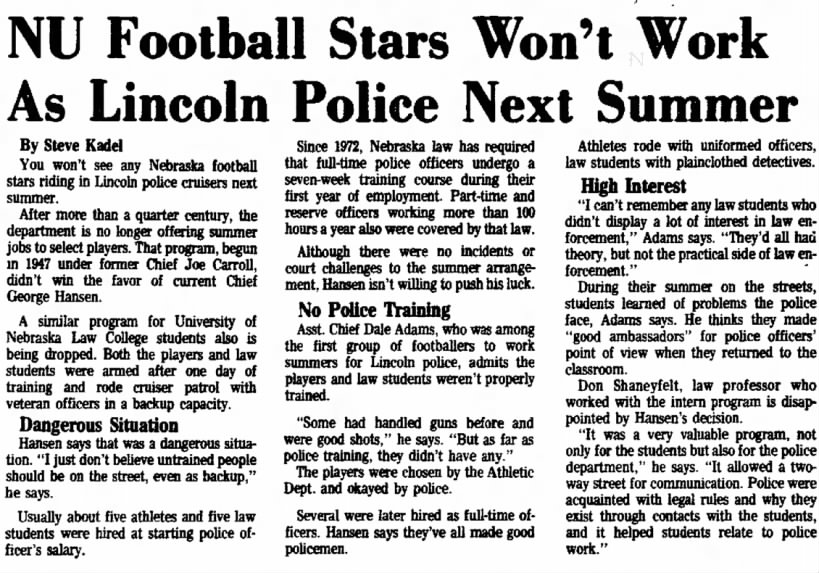 1976 police summer jobs ended