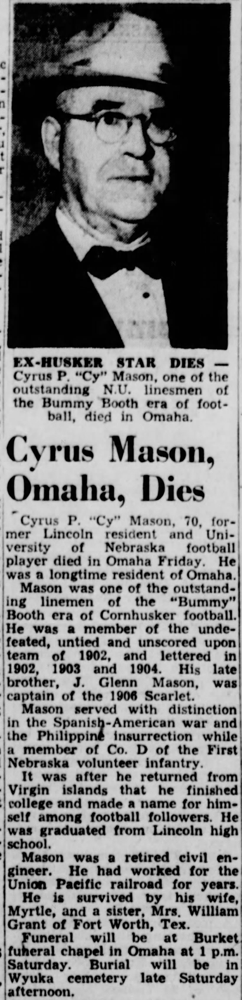 1951 Cy Mason obituary