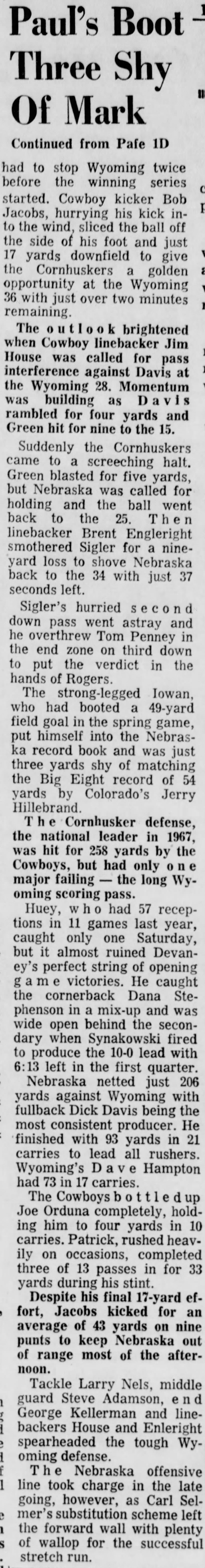 1968 Nebraska-Wyoming football LJS2