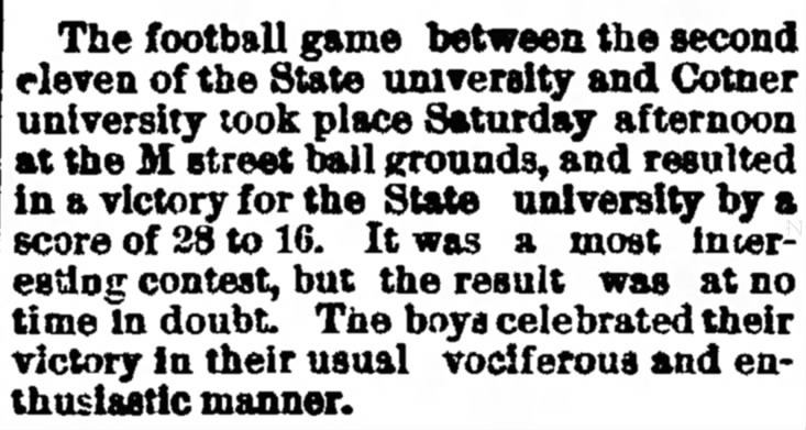 1891 Nebraska's second team vs. Cotner