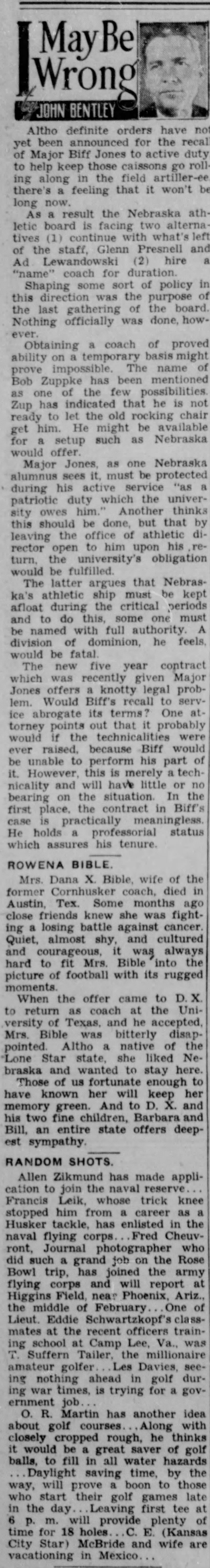 1942 Post-Biff Jones options