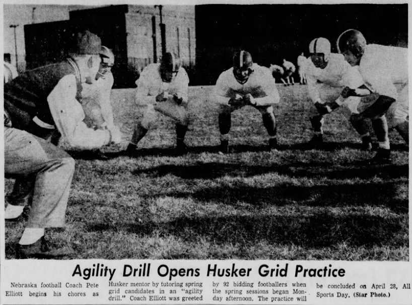 1956 spring drills Nebraska football