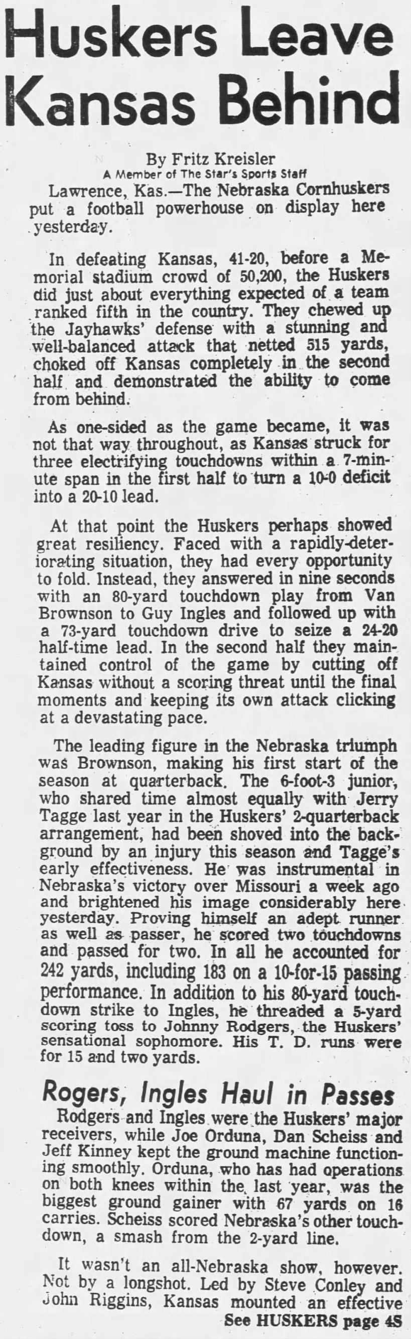 1970 Nebraska-Kansas football KCStar1