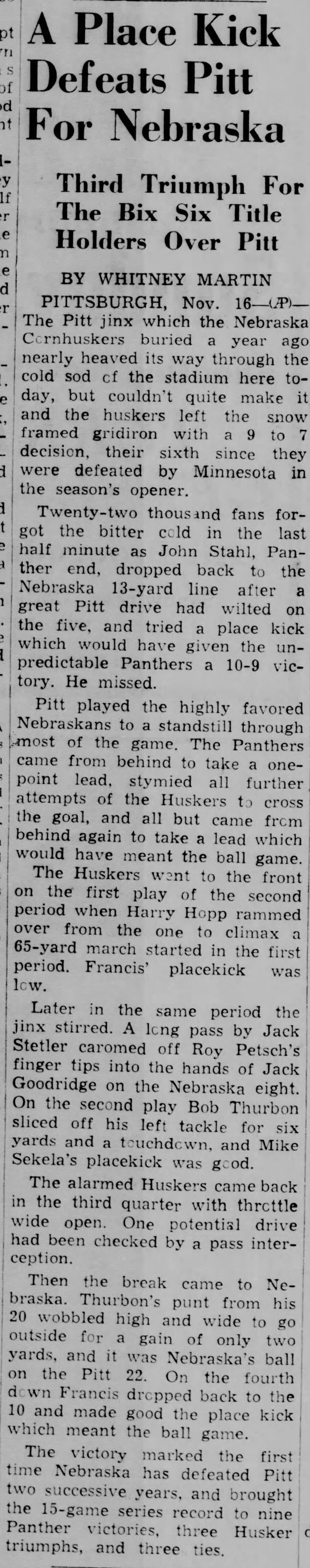 1940 Nebraska-Pitt football, AP2