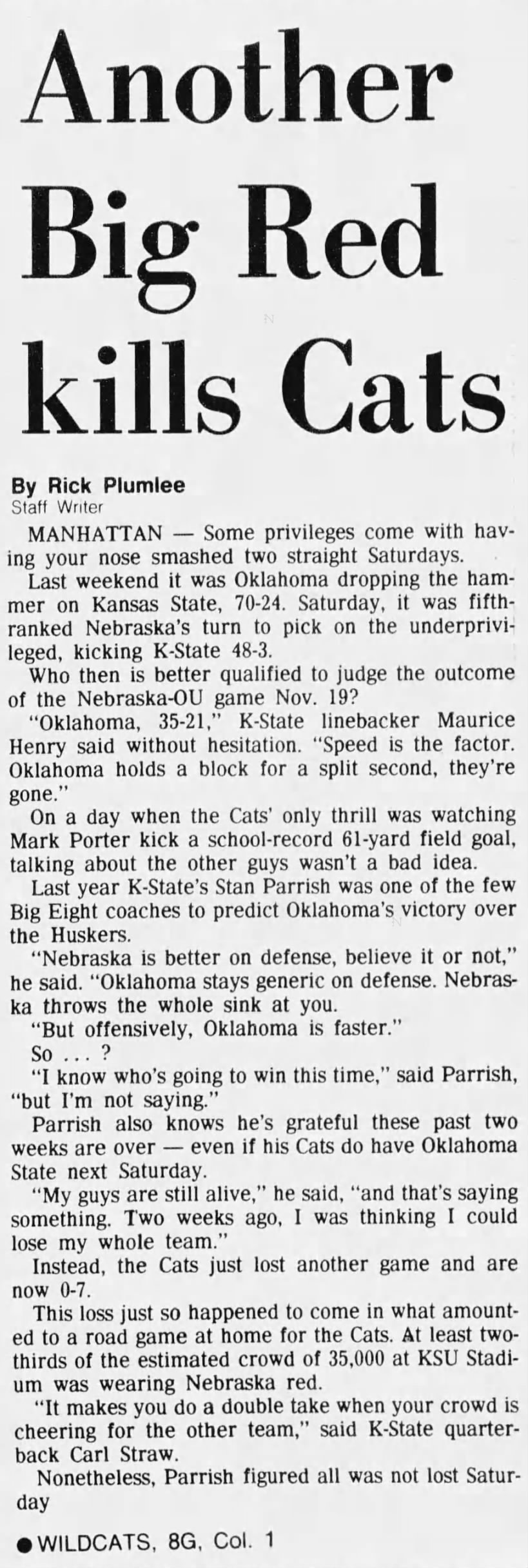 1988 Nebraska-Kansas State WE1