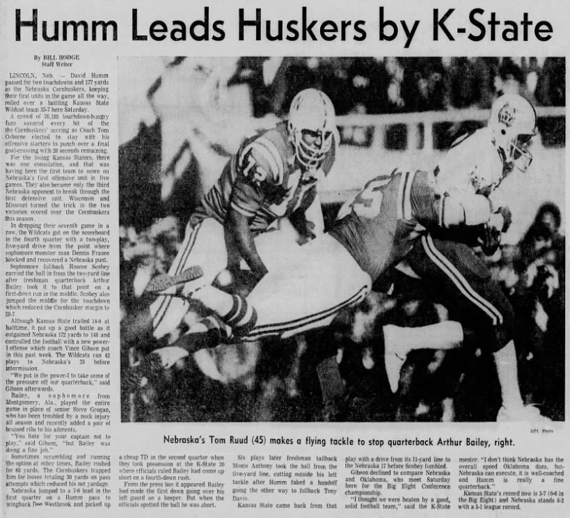 1974 Nebraska-Kansas State football, Wichita Eagles story