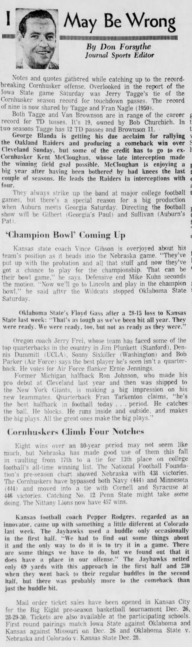 1970.11 Forsythe column, Kansas State week