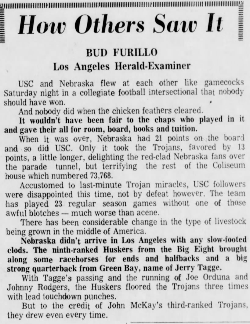 1970 Nebraska-USC Furillo