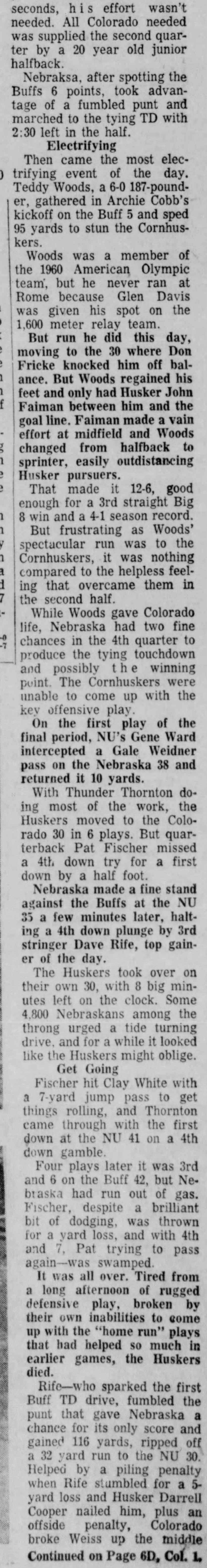 1960 Nebraska-Colorado football, part 2
