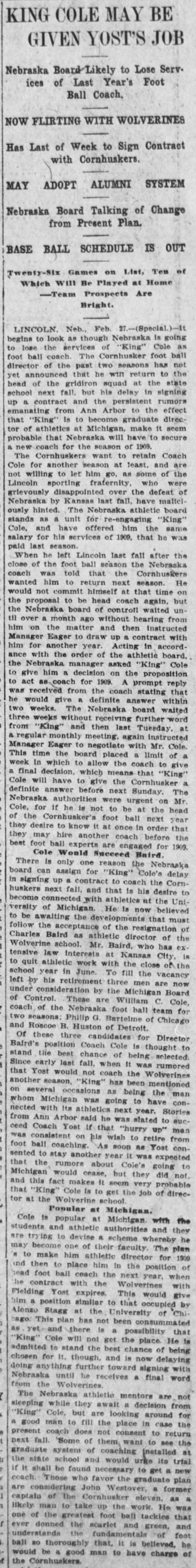 Nebraska coach King Cole flirting with Michigan