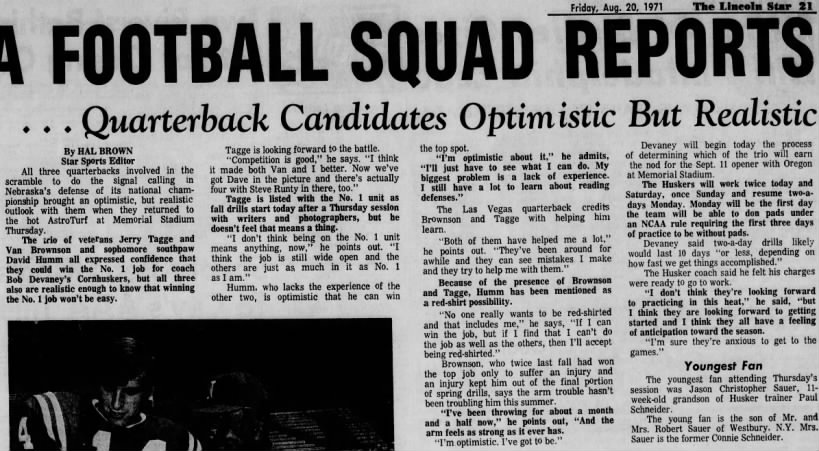 1971 team reports for fall camp