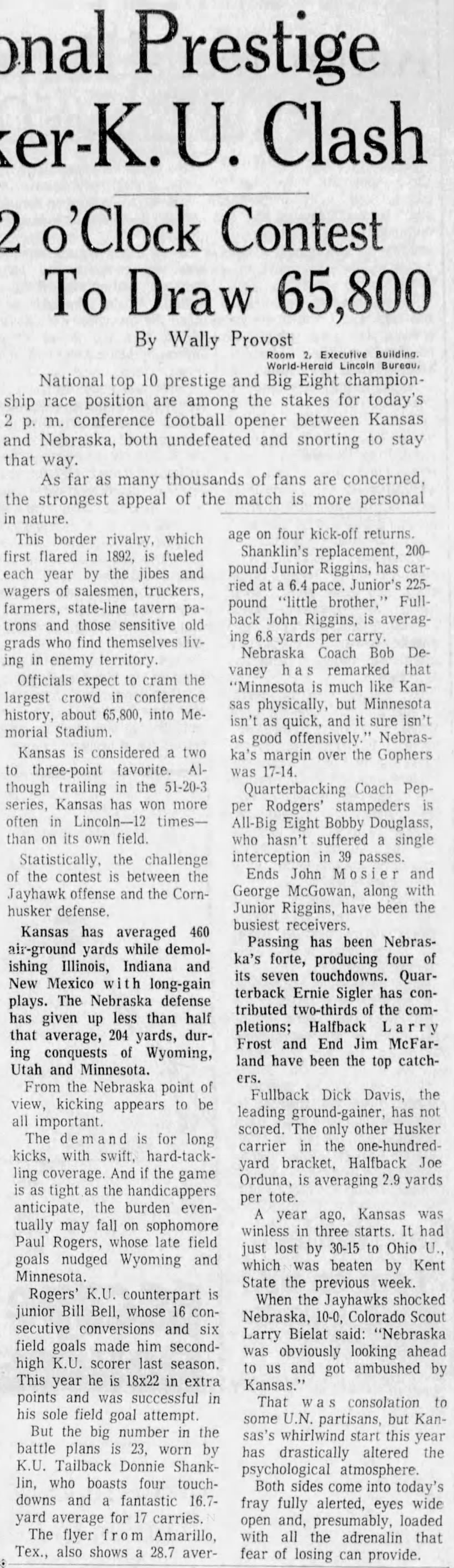 1968 Nebraska-Kansas football preview