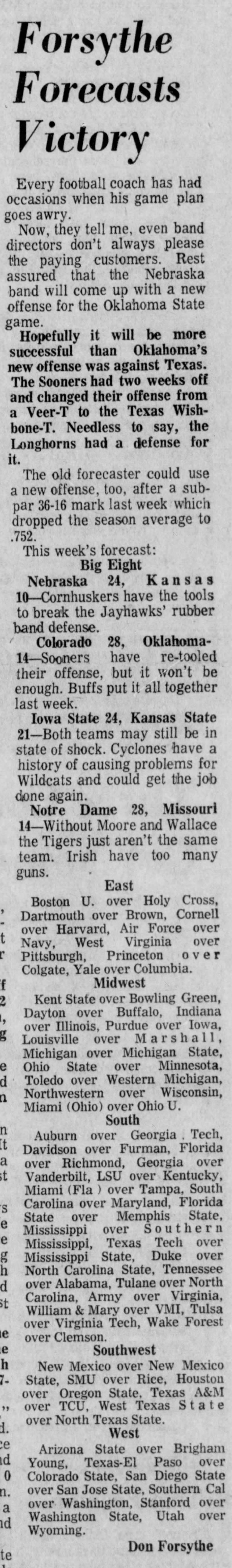 1970.10.16 Nebraska-Kansas prediction