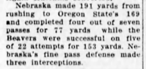 1936 Nebraska-Oregon State stats