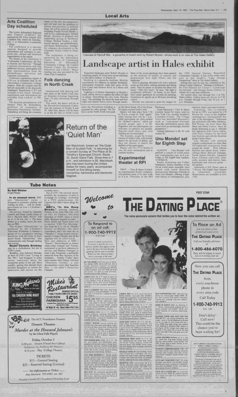 Unu Mondo in Concert 8th Step Albany New York - The Post-Star Sep. 16, 1992