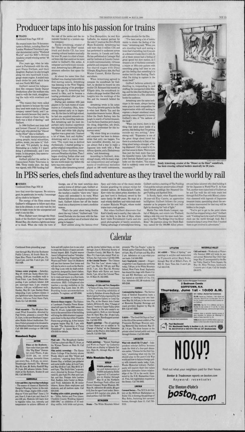 Randy Armstrong - Dinner on the Diner
Boston Globe - May 21, 2000