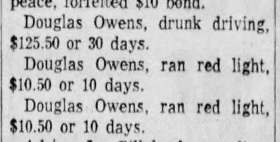Monday, May 4, 1959: Doug Owens tickets