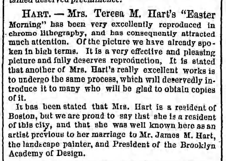 1868 James M Hart had a wife Teresa