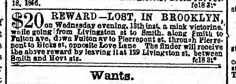Lost on Love Lane 19 Feb 1856
