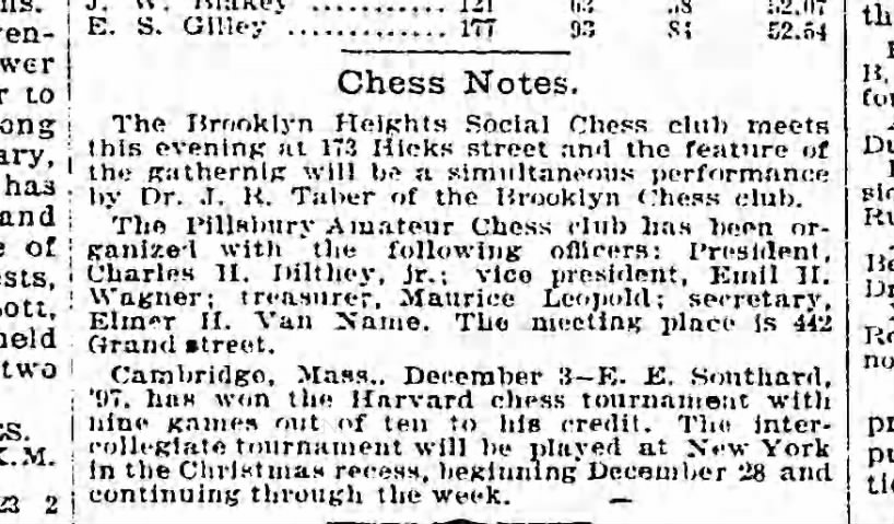 Chess Club 3 Dec 1896