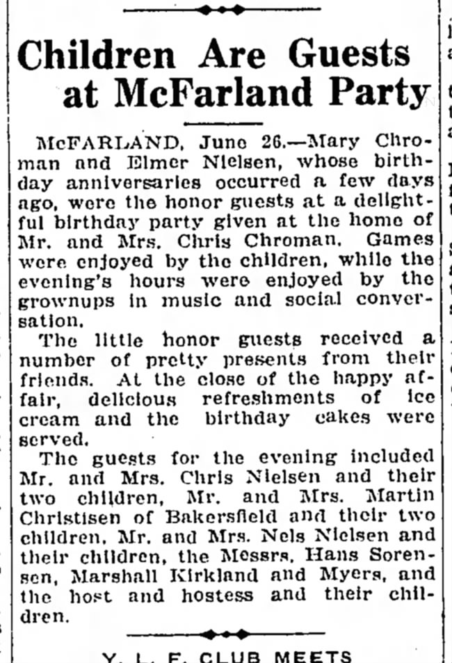 CHROMAN bday party, TBC 6/26/1924