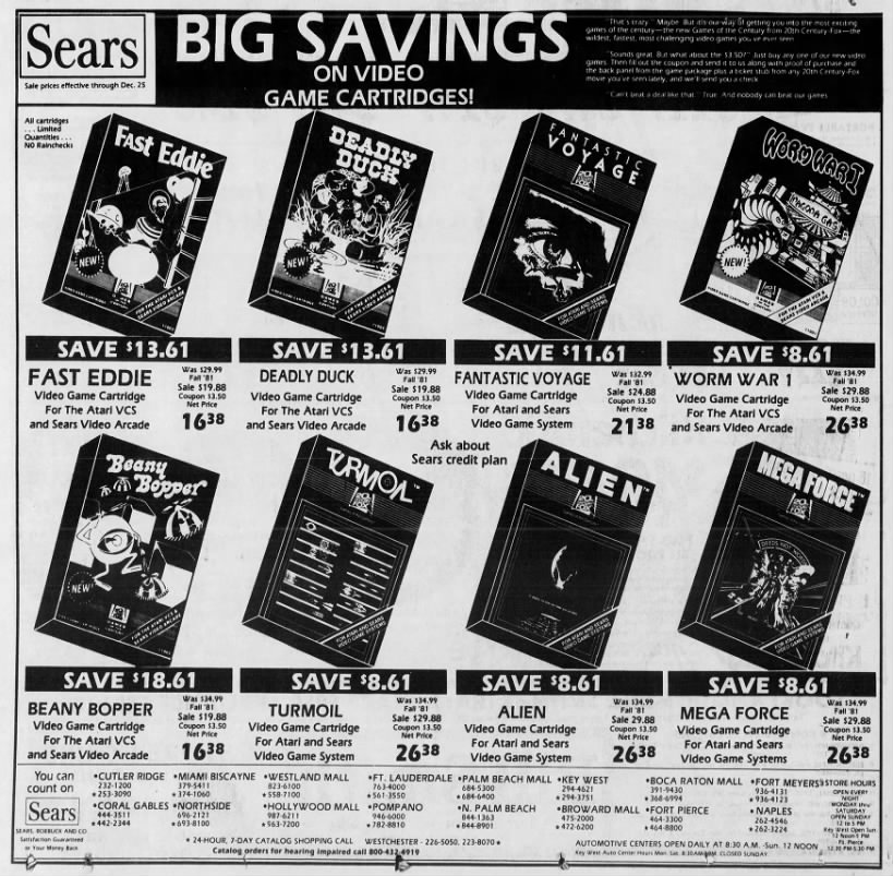 Atari 2600: Sears (Dec 19, 82)