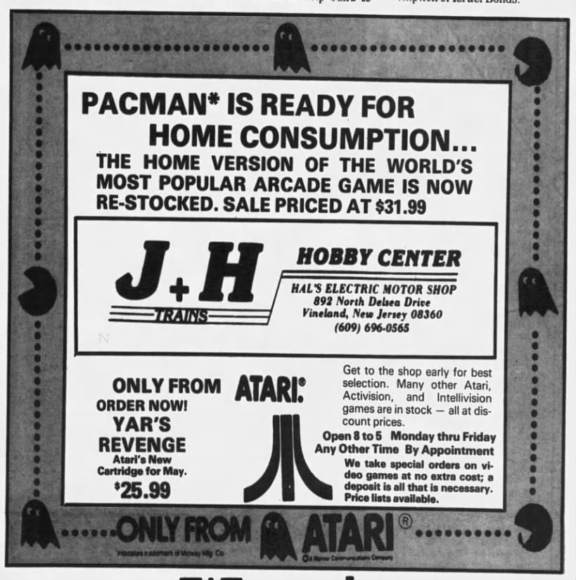 Atari 2600:  J + H Hobby Center (Apr 21, 82)