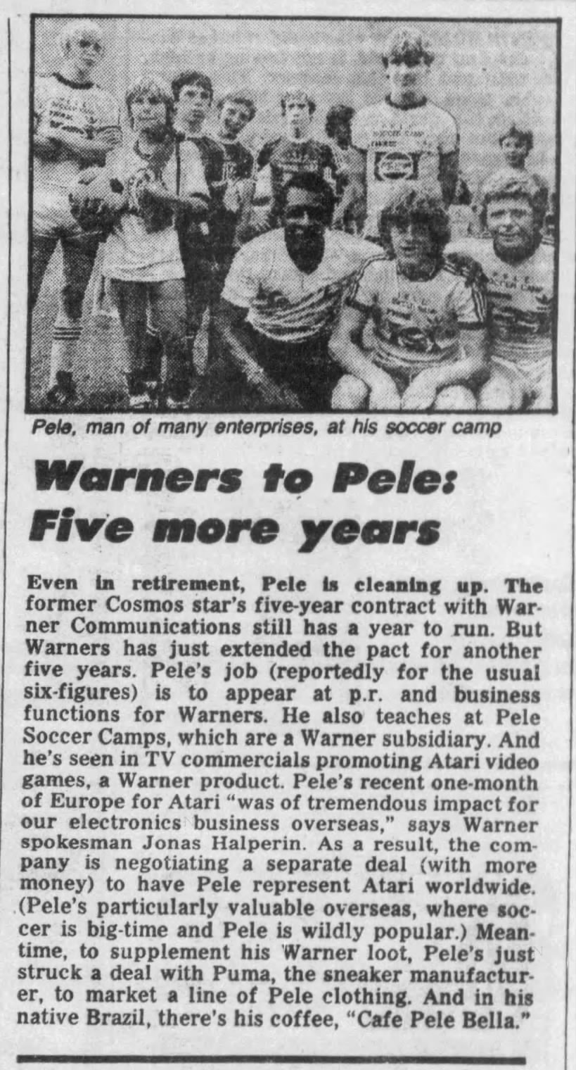 Atari 2600 News: Pele contract extended for 5 more years (Jun 18, 1981)