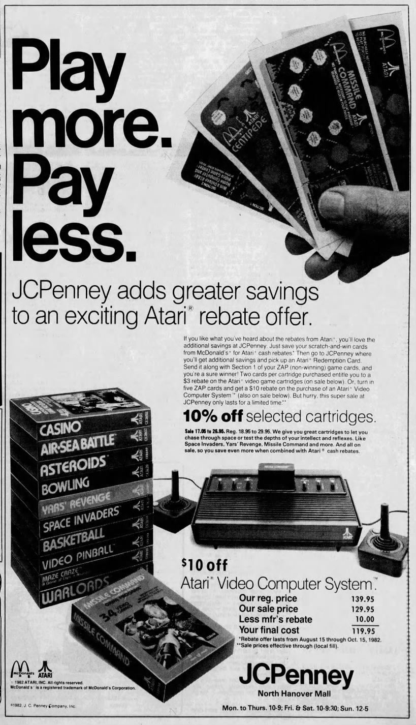Atari 2600:  JCPenney (Oct 15, 82)