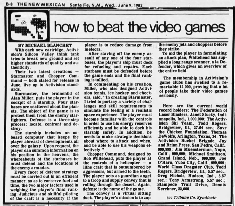 Atari 2600 News: Michael Blanchet (Jun 9, 82)