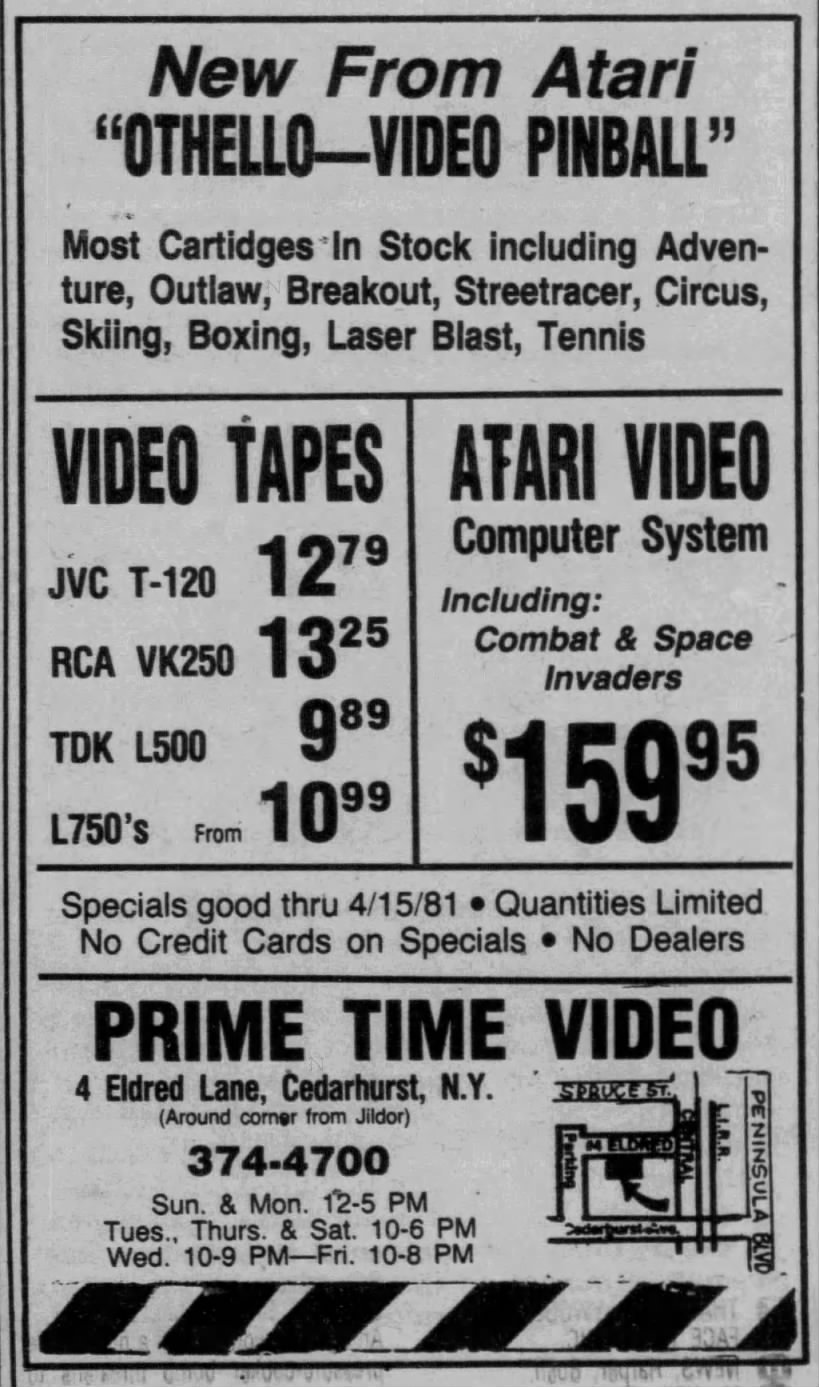Atari 2600: PRIME TIME VIDEO (Apr 9, 81)