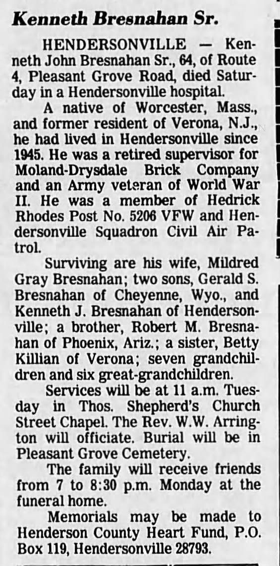 Kenneth Bresnahan Sr. obituary