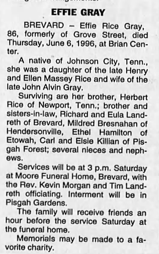 Effie Rice Gray obituary