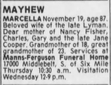 Obituary: Marcella Mayhew