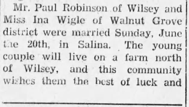Marriage: Robinson--Wigle